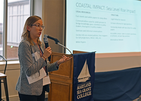 Science Management and Policy intern speaks at an event