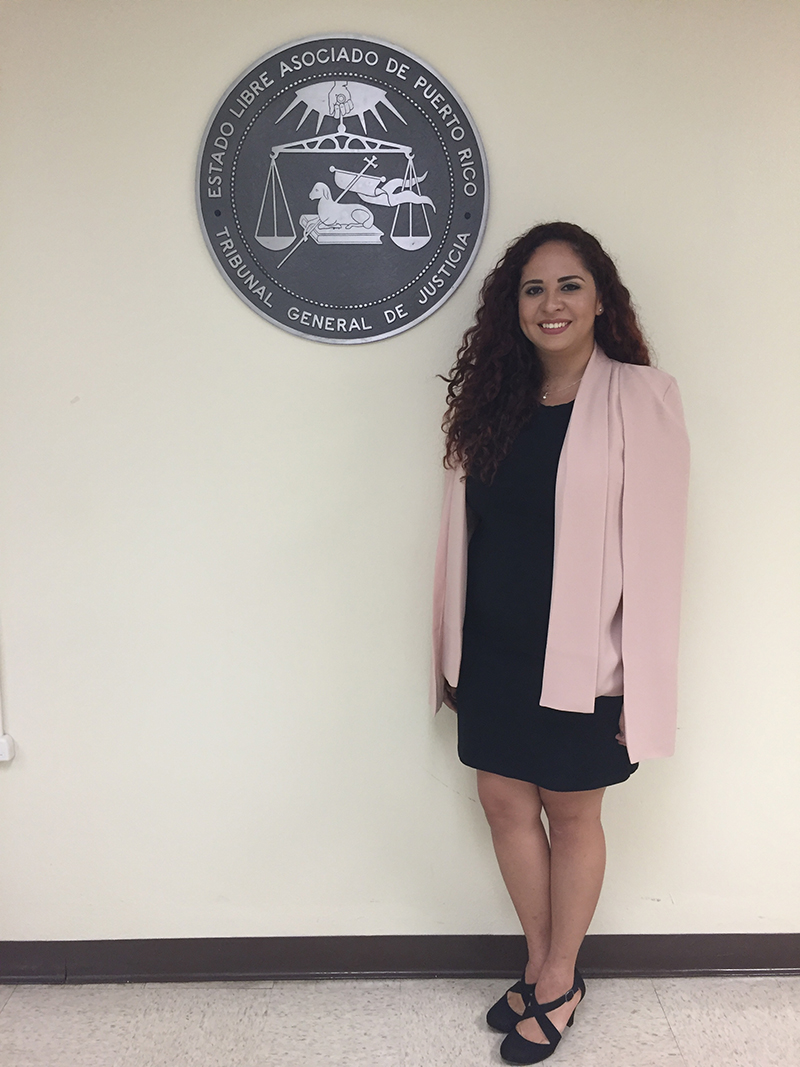 Elissa Torres-Soto at the Puerto Rico Superior Court in San Juan, Puerto Rico, at the closing ceremony for her internship in July 2017.